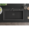 Mexen Slido granitinė vienos kameros plautuvė 900 x 500 mm, juoda su taškeliais, juodas sifonas - 6528901005-76-B