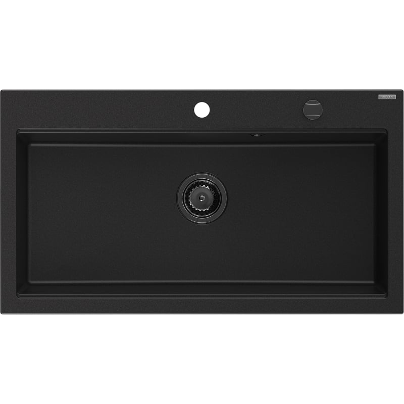 Mexen Slido granitinė plautuvė 1 kamerų 900 x 500 mm, juoda, juodas sifonas - 6528901005-77-B