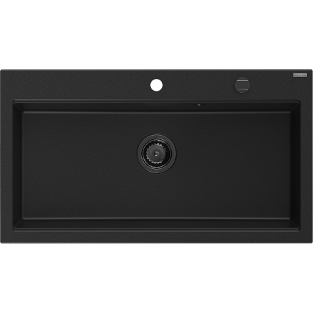 Mexen Slido granitinė 1 dubens plautuvė 900 x 500 mm, juoda, juodas sifonas - 6528901005-77-B