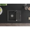 Mexen Enzo granitinė plautuvė su vienu dubeniu, drenažo sistema ir virtuviniu maišytuvu Telma, juoda dėmėta