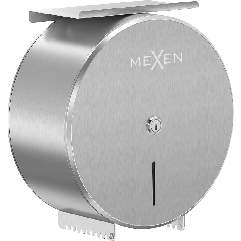 Mexen Spira-H+ tualetinio popieriaus konteineris su telefono lentyna, inox - 70K561-01
