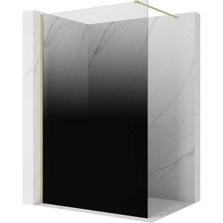 Mexen Kioto Walk-in dušo siena 110 x 200 cm, juoda ombre 8 mm, šlifuotų aukso spalvos - 800-110-101-55-76