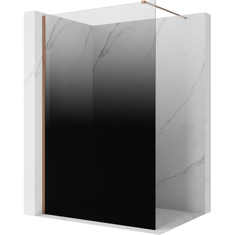 Mexen Kioto dušo sienelė Walk-in 120 x 200 cm, ombre juoda 8 mm, rožinis auksas - 800-120-101-60-76
