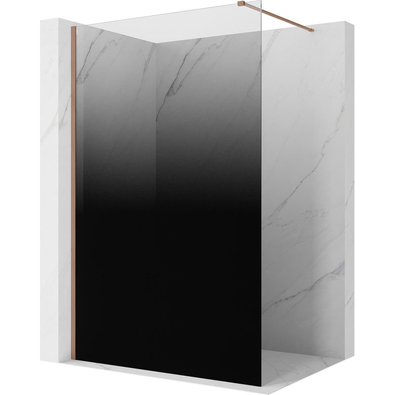 Mexen Kioto dušo siena Walk-in 150 x 200 cm, ombre juoda 8 mm, šlifuotas varis - 800-150-101-65-76