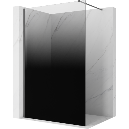 Mexen Kioto dušo sienelė Walk-in 120 x 200 cm, juoda ombre 8 mm, šlifuota pilka - 800-120-101-66-76