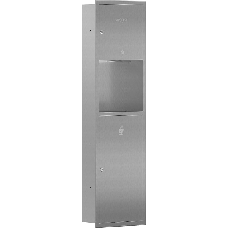 Mexen Linox nišinis popierinių rankšluosčių dėklas su šiukšliadėže, inox - 70K003-01 - 70K002-01