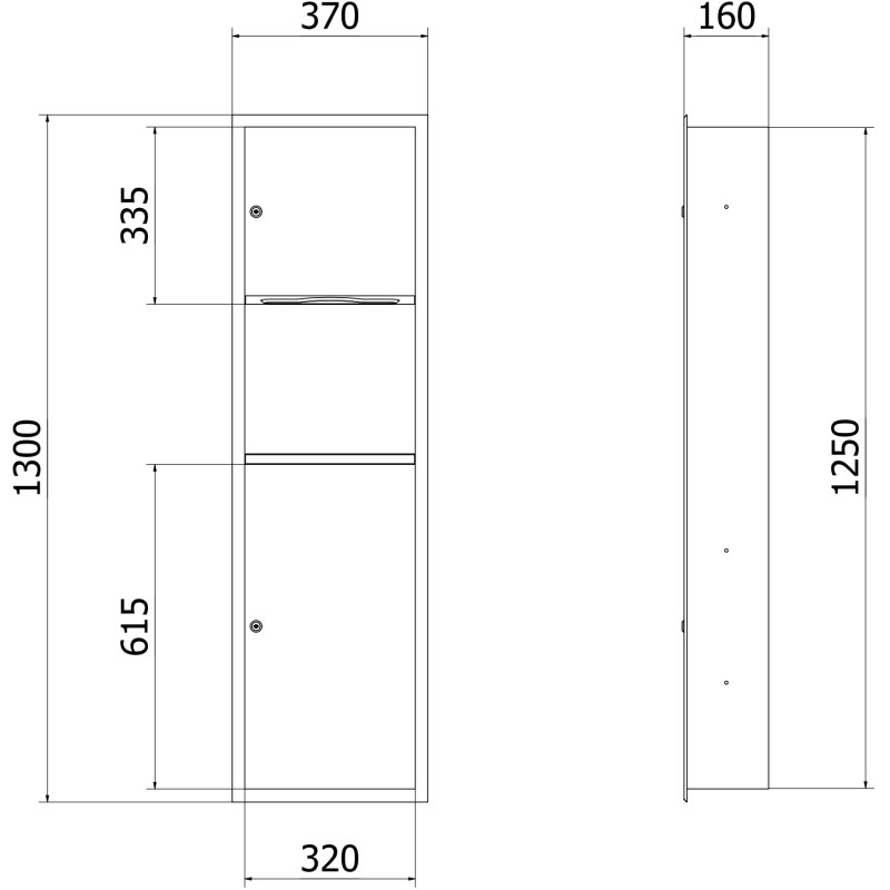 Mexen Linox nišinis popierinių rankšluosčių dėklas su šiukšliadėže, inox - 70K003-01 - 70K002-01