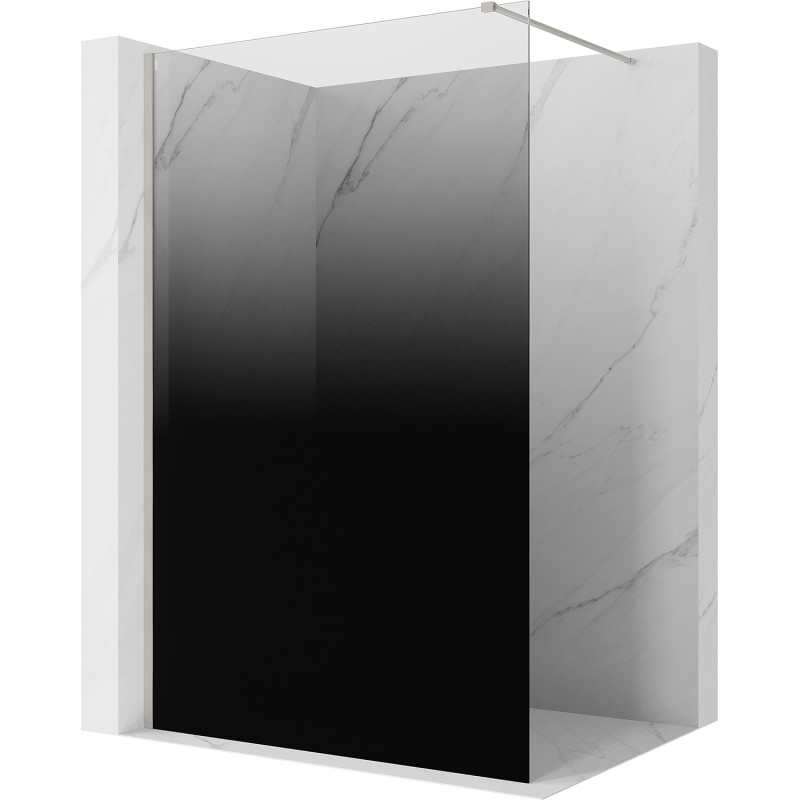 Mexen Kioto Walk-in dušo pertvara 110 x 200 cm, juodas ombre 8 mm, šlifuotas nikelis - 800-110-101-97-76