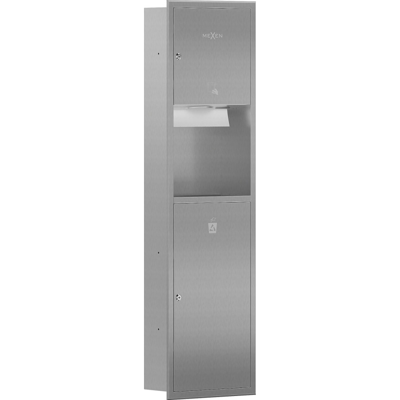 Mexen Linox nišinis popierinių rankšluosčių dėklas su šiukšliadėže, inox - 70K003-01 - 70K002-01