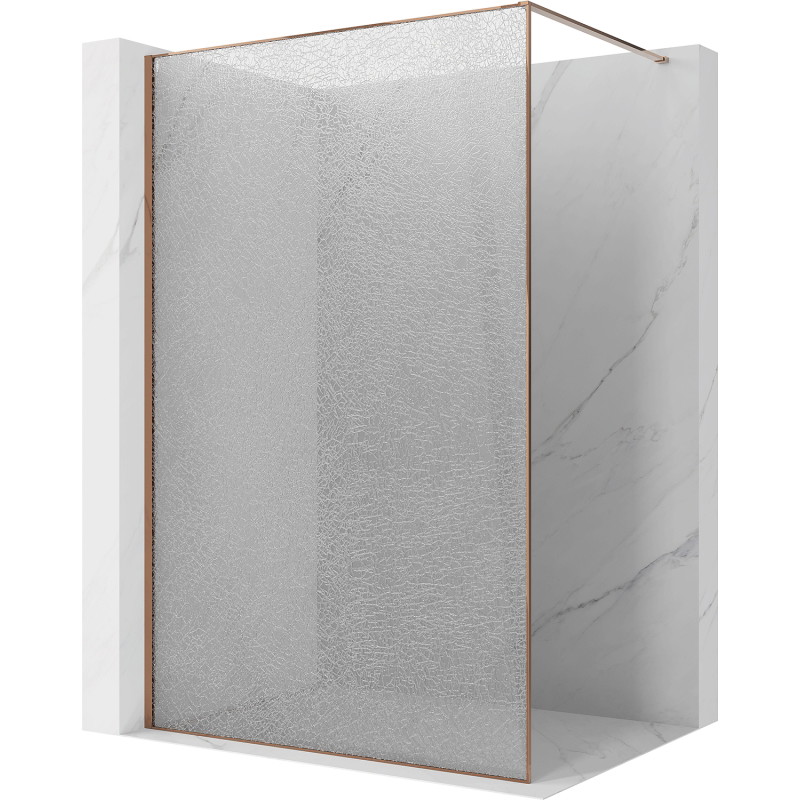 Mexen Kioto Dušo siena Walk-in 90 x 200 cm, crackle permatomas 12 mm, rožinis auksas - 800-090-101-60-04-X