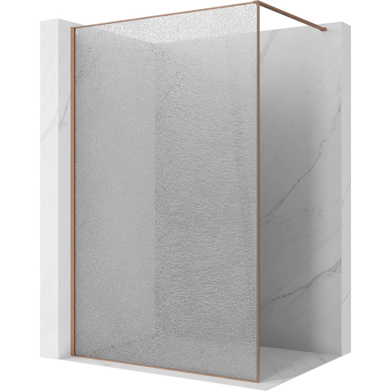 Mexen Kioto Dušo sienelė Walk-in 90 x 200 cm, skaidrus crackle 12 mm, šlifuotas varis - 800-090-101-65-04-X
