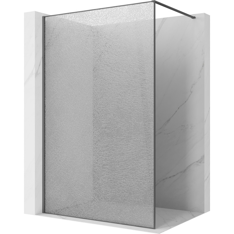 Mexen Kioto dušų siena Walk-in 120 x 200 cm, permatomas crackle 12 mm, šepetys pistoletas pilka - 800-120-101-66-04-X