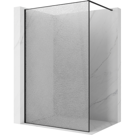 Mexen Kioto dušo sienelė Walk-in 130 x 200 cm, skaidri su crackle efektu 12 mm, juoda - 800-130-101-70-04-X