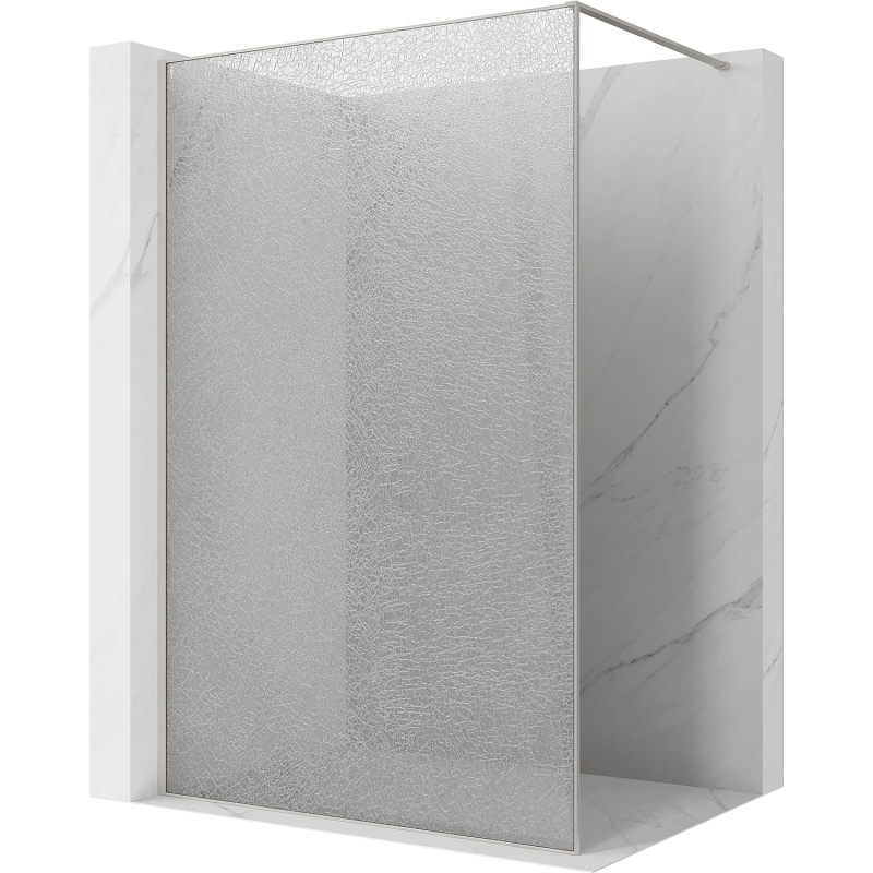 Mexen Kioto dušo sienelė Walk-in 100 x 200 cm, skaidrus crackle 12 mm, šlifuotas nikelis - 800-100-101-97-04-X