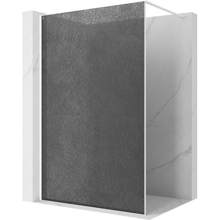 Mexen Kioto Dušo siena Walk-in 80 x 200 cm, crackle grafitas 12 mm, balta - 800-080-101-20-44-X