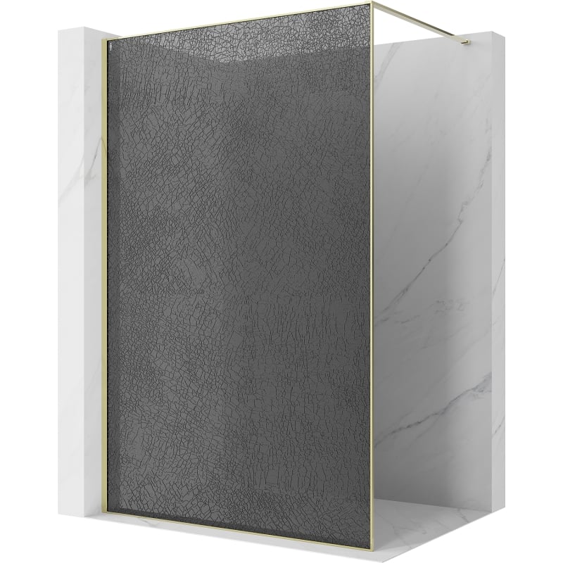 Mexen Kioto dušo sienelė Walk-in 80 x 200 cm, crackle grafitas 12 mm, auksinė - 800-080-101-50-44-X