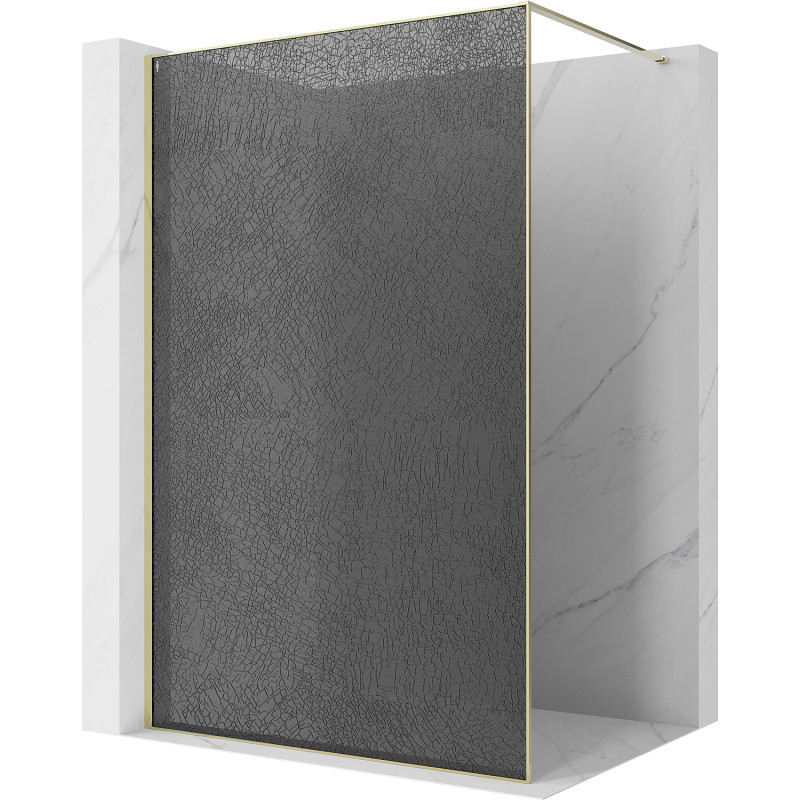 Mexen Kioto Dušo sienelė Walk-in 90 x 200 cm, crackle grafitas 12 mm, auksinė - 800-090-101-50-44-X