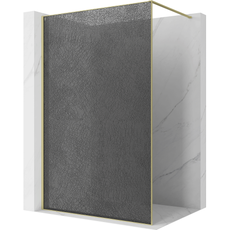 Mexen Kioto Dušo siena Walk-in 140 x 200 cm, grafito spalvos trapus 12 mm, šlifuotas auksinis - 800-140-101-55-44-X