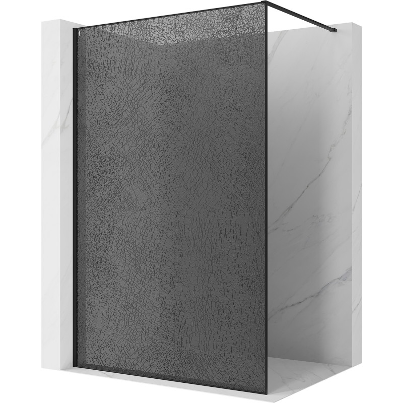 Mexen Kioto dušo sienelė Walk-in 140 x 200 cm, grafito įtrūkio, 12 mm, juoda - 800-140-101-70-44-X