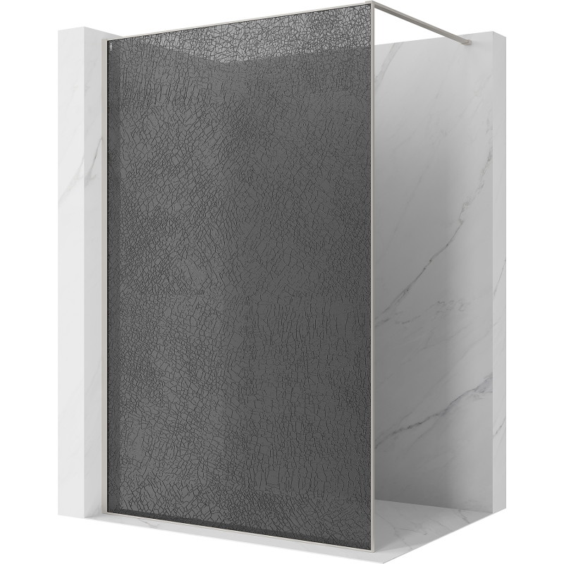 Mexen Kioto dušo siena Walk-in 120 x 200 cm, įtrūkusi grafitas 12 mm, šlifuotas nikelis - 800-120-101-97-44-X