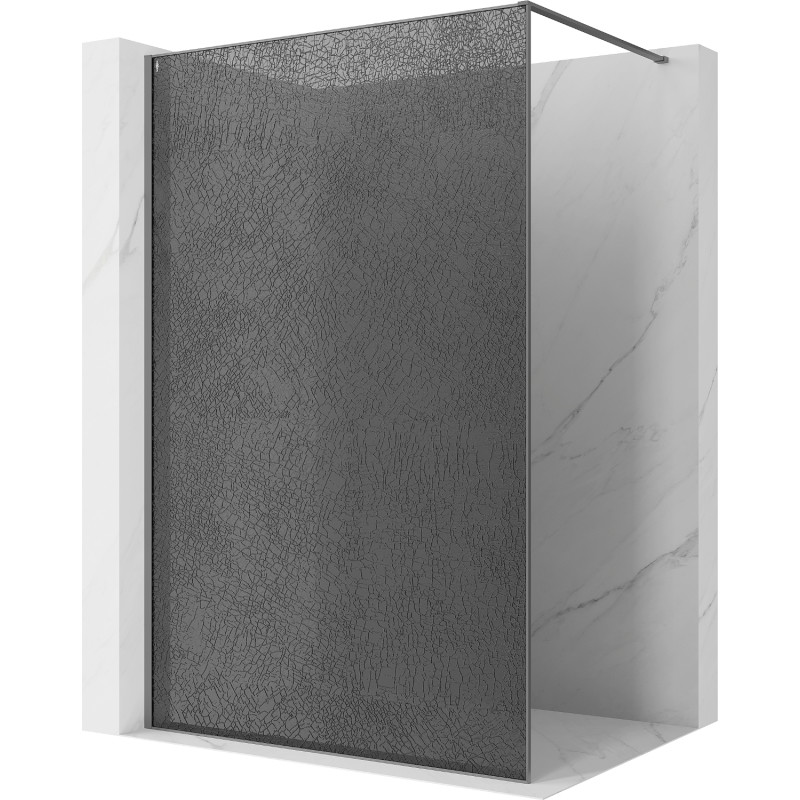 Mexen Kioto Dušo sienelė Walk-in 90 x 200 cm, crackle grafitas 12 mm, ginklų metalo spalvos - 800-090-101-95-44-X