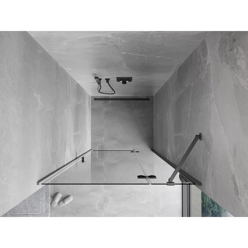 Mexen Mist-H dešinės pusės 70 cm pločio dušo durys, permatomos, ginklo metalo spalvos - 8A5-070-000-95-00-P