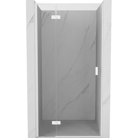 Mexen Mist-H L kairiosios pusės dušo durys, 85 cm, permatomos, baltos - 8A5L-085-000-20-00-L