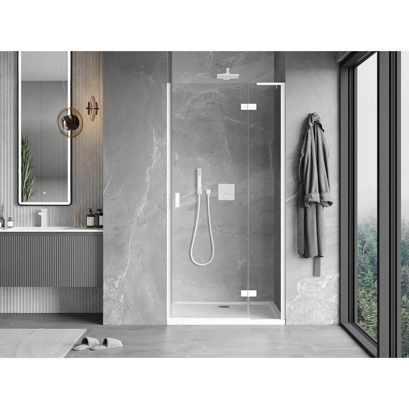 Mexen Mist-H L atveriamosios dešinės dušo durys 95 cm, skaidrios, baltos - 8A5L-095-000-20-00-P