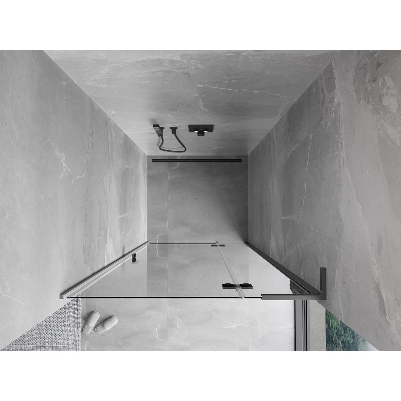 Mexen Mist-H L dešrų dušo durys, dešinės 85 cm, skaidrios, ginklinių metalų spalva - 8A5L-085-000-95-00-P