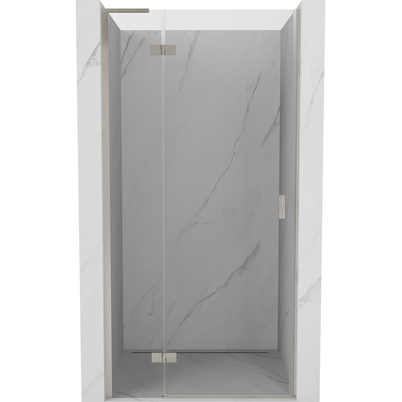 Mexen Mist-H L kairiųjų atveriamų dušo durų 90 cm, permatomos, šlifuotas nikelis - 8A5L-090-000-97-00-L