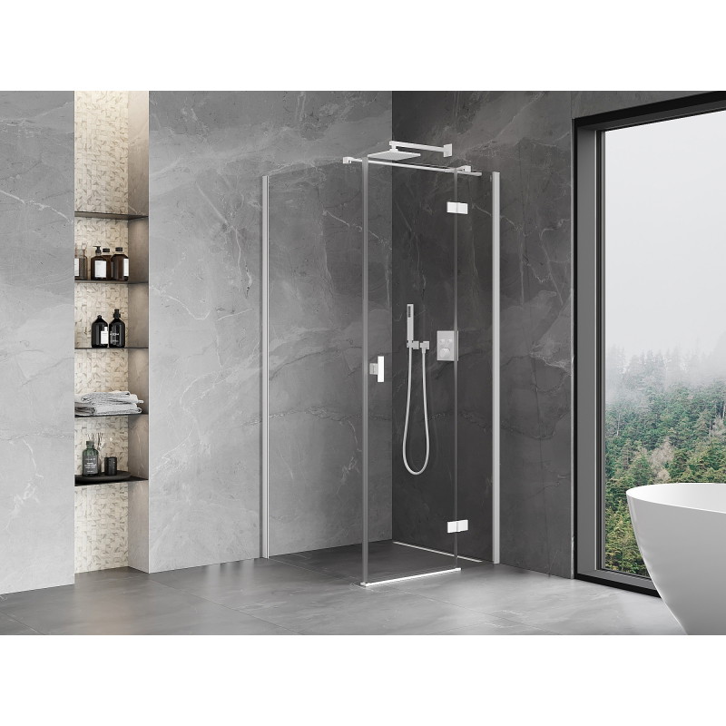 Mexen Mist-H T dešinė atveriama dušo kabina 95 x 95 cm, skaidri, balta - 8A5T-095-095-20-00-P