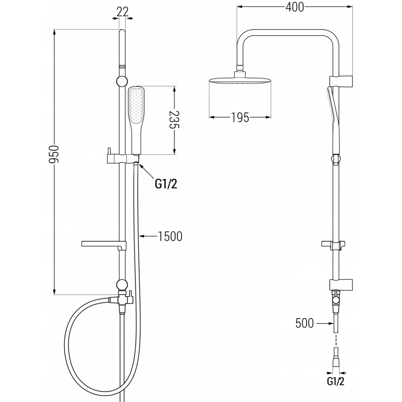 Mexen X49 dušo sistema, balta/aukso - 798494991-25
