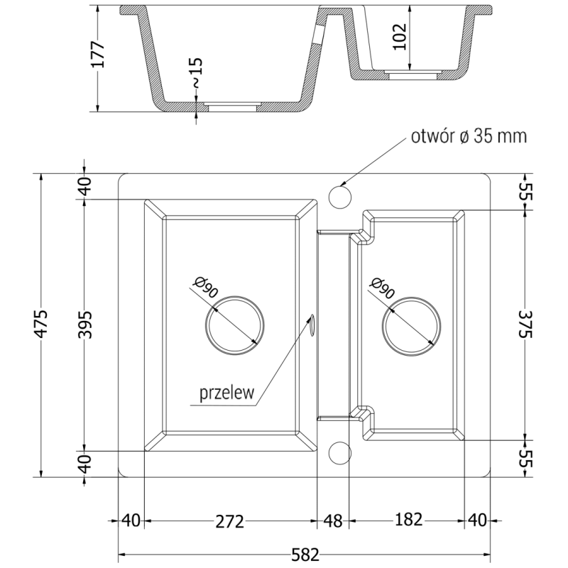 Mexen Carlos granitinis virtuvės kriauklė 1,5 kameros su virtuviniu maišytuvu Rita, smėlio spalvos - 6518-69-670300-50