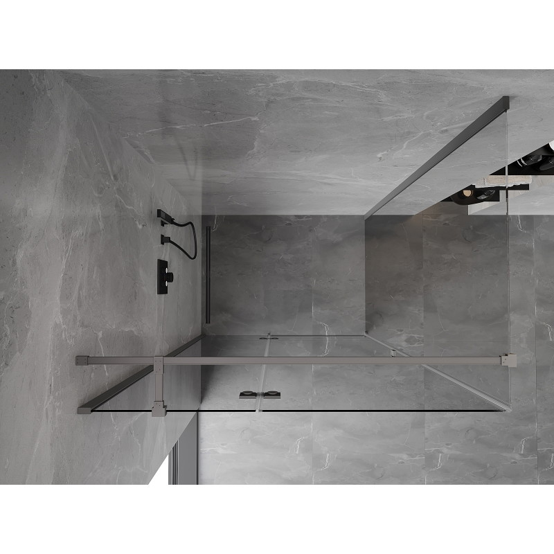 Mexen Mist-H T kairė pusės dušo kabina atidaroma 110 x 90 cm, skaidri, tamsus metalas - 8A5T-110-090-95-00-L