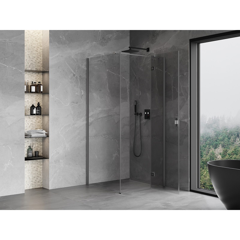 Mexen Mist-H T dešinė atveriama dušo kabina 75 x 75 cm, skaidri, gun metal - 8A5T-075-075-95-00-P