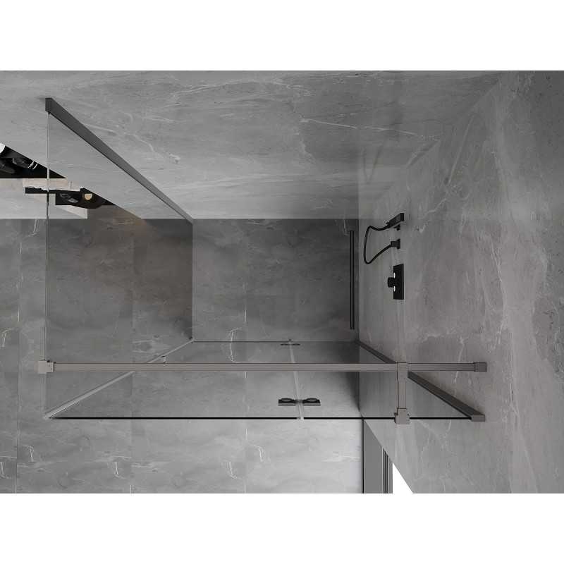 Mexen Mist-H T Dešinės pusės šarnyrinė dušo kabina 80 x 75 cm, skaidri, metalinė - 8A5T-080-075-95-00-P