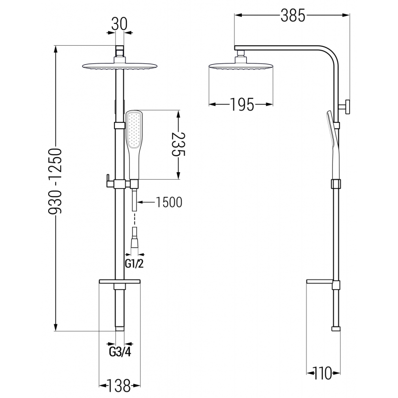 Mexen Q49 dušo kolona, balta/aukso - 798494995-25