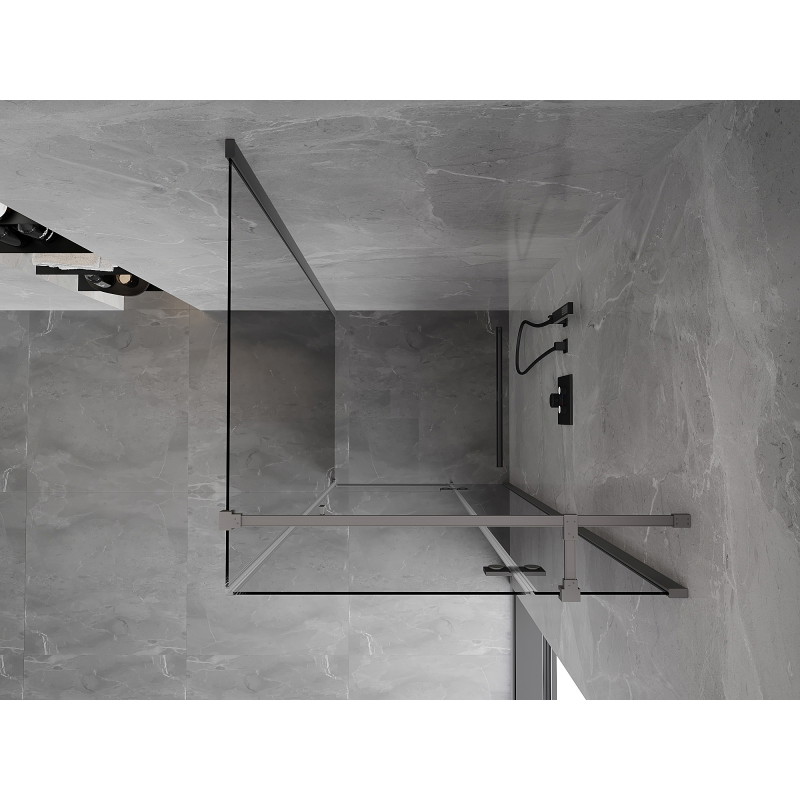 Mexen Mist-H T atsiverianti dešinė dušo kabina 95 x 95 cm, permatoma, gun metal - 8A5T-095-095-95-00-P
