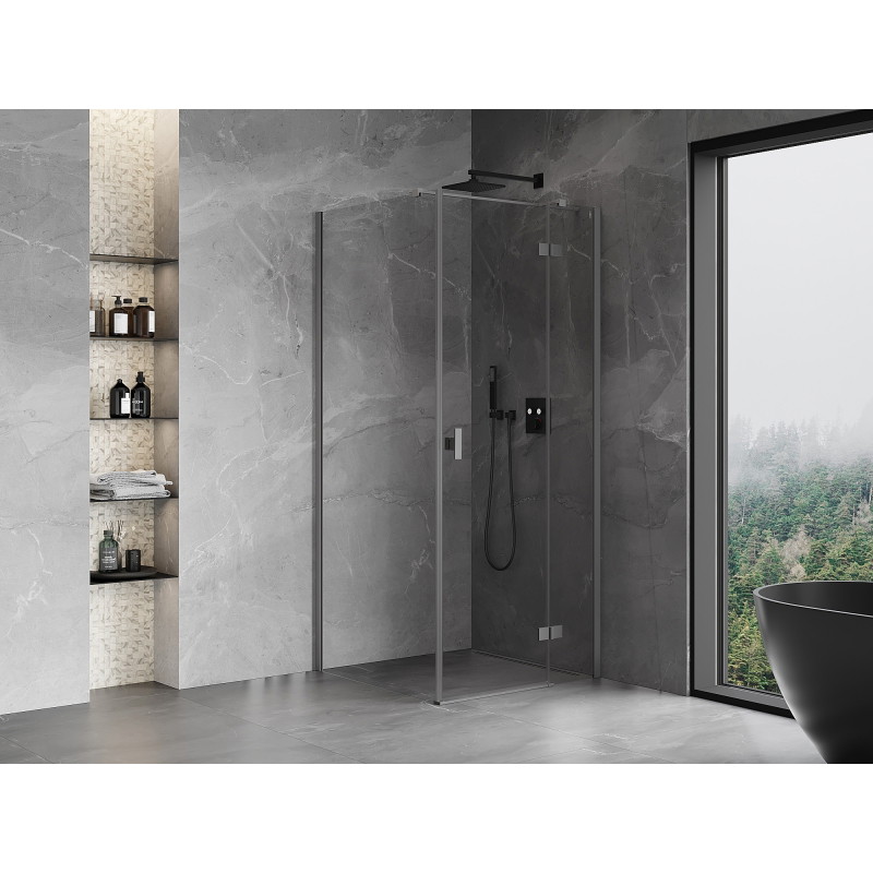Mexen Mist-H T atveriama dešinė dušo kabina 110 x 110 cm, skaidri, gun metal - 8A5T-110-110-95-00-P