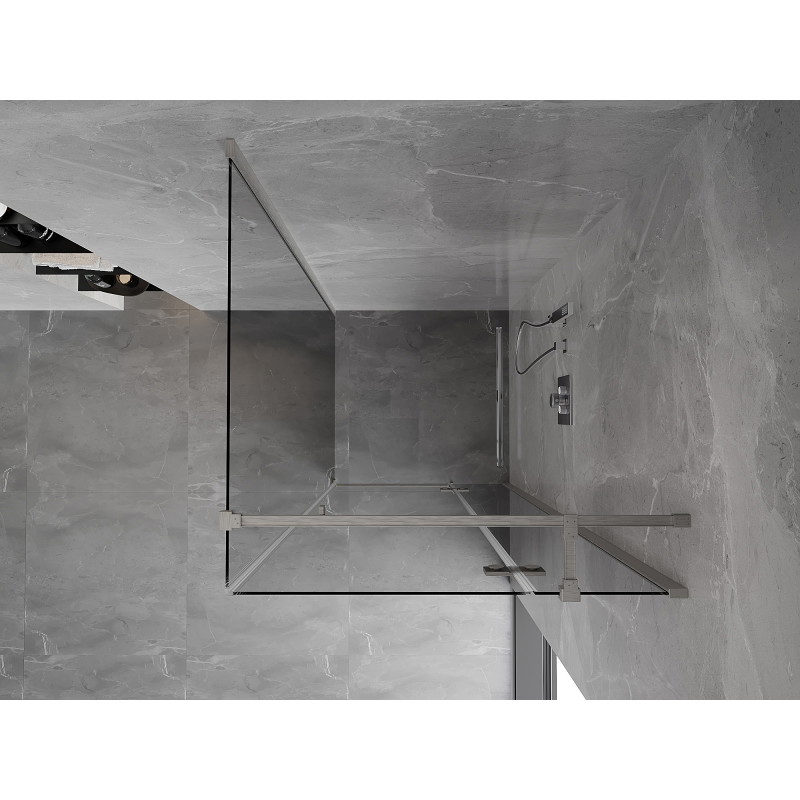 Mexen Mist-H T dešinė atveriama dušo kabina 90 x 90 cm, permatoma, šlifuotas nikelis - 8A5T-090-090-97-00-P