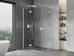 Mexen Mist-H Duo atveriama dušo kabina 70 x 70 cm, skaidri, chromuota - 8A5-070L-070P-01-00