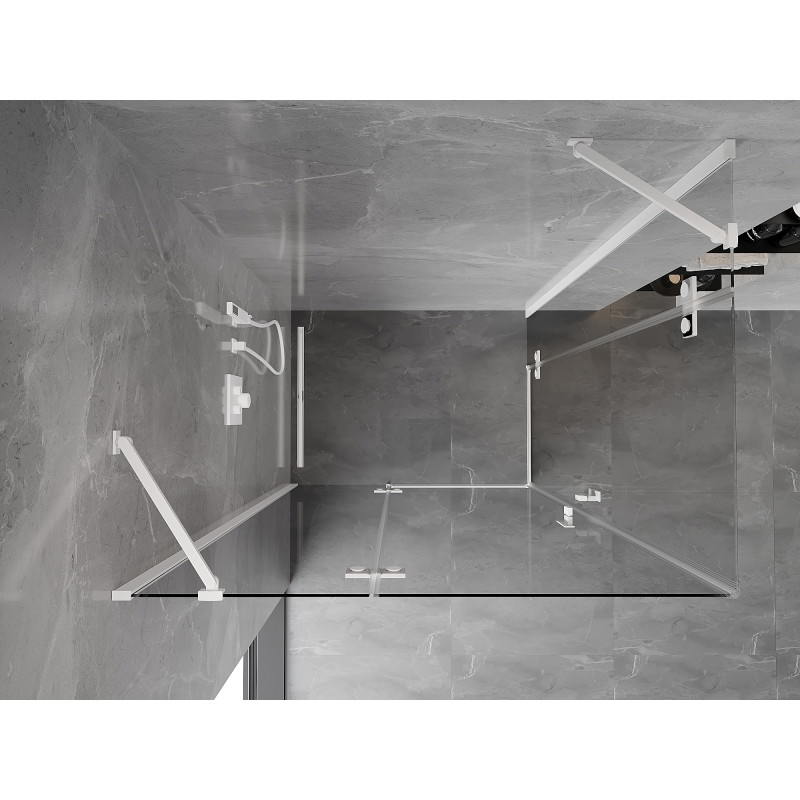 Mexen Mist-H Dvigubas kairysis dušo kabinos atidarymas 120 x 115 cm, skaidrus, baltas - 8A5-120L-115P-20-00