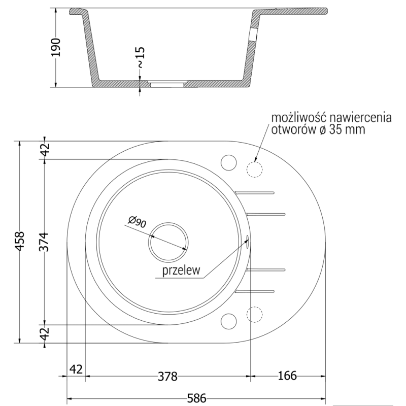 Mexen Kevin granitinė vienos kameros plautuve su nusausintuvu ir virtuvės maišytuvu Rita, juoda/aukso metalo