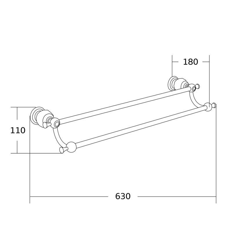 Mexen Estela dvigubas rankšluosčių laikiklis, rožinis auksas - 7011525-60