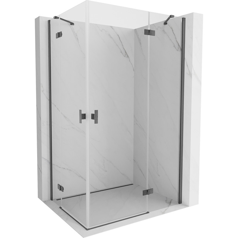 Mexen Mist-H „Duo“ dvejų durų dešinysis dušo kabinos modelis 70 x 100 cm, permatomas, šlifuotas pilkas