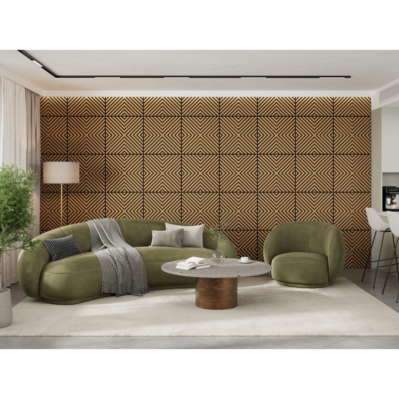 Mexen Linea 01 akustinė sieninė plokštė 60 x 60 cm (4vnt.), 9 mm veltinis, techninis faneris, Ąžuolas Classic