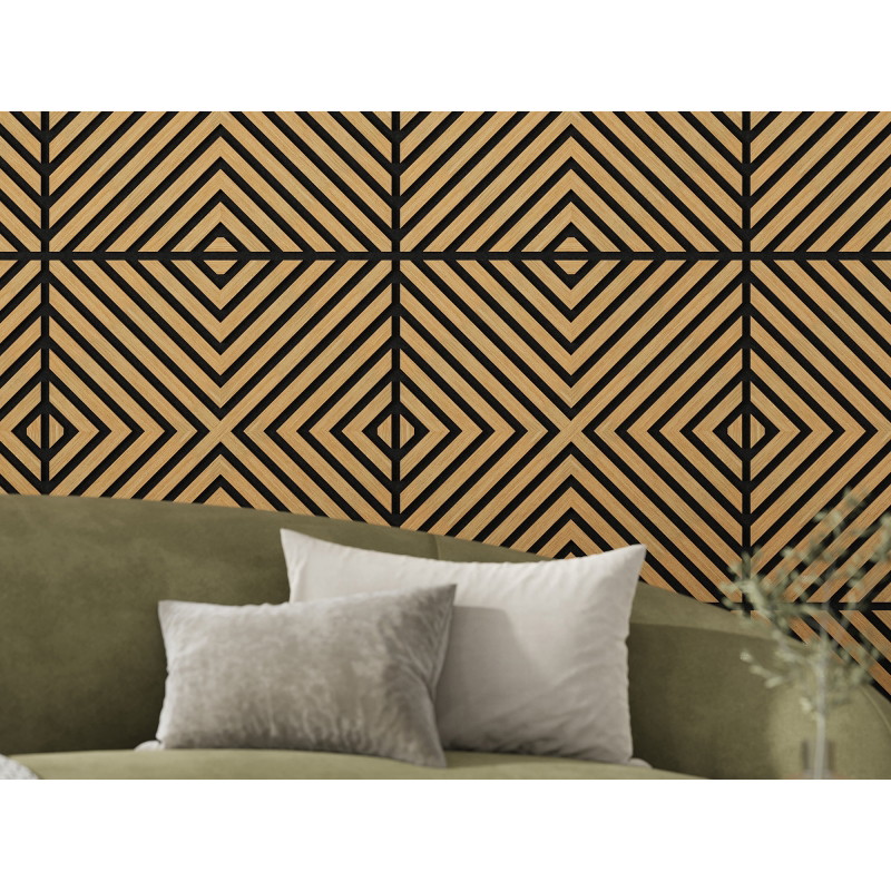 Mexen Linea 01 akustinė sieninė plokštė 60 x 60 cm (4vnt.), 9 mm veltinis, techninis faneris, Ąžuolas Classic