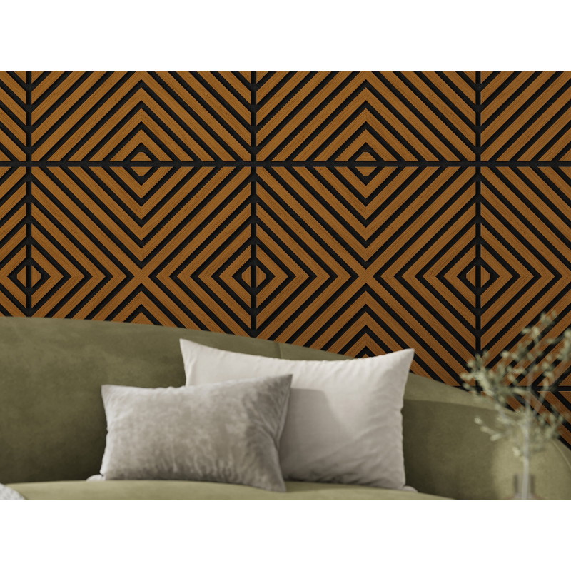 Mexen Linea 01 akustinė sieninė plokštė 60 x 60 cm (4 vnt.), veltinis 9 mm, techninis faneras, Natūralus Ąžuolas