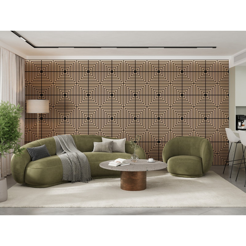 Mexen Linea 02 akustinė sienų plokštė 60 x 60 cm (4vnt.), veltinis 9 mm, techninis fanera, Balintas Ąžuolas