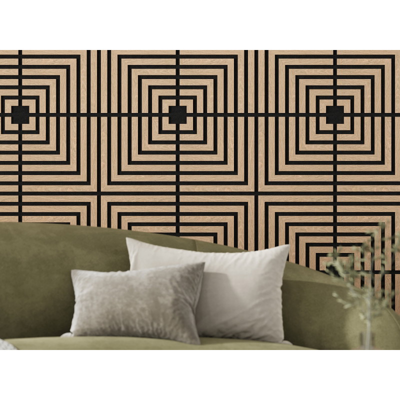 Mexen Linea 02 akustinė sienų plokštė 60 x 60 cm (4vnt.), veltinis 9 mm, techninis fanera, Balintas Ąžuolas